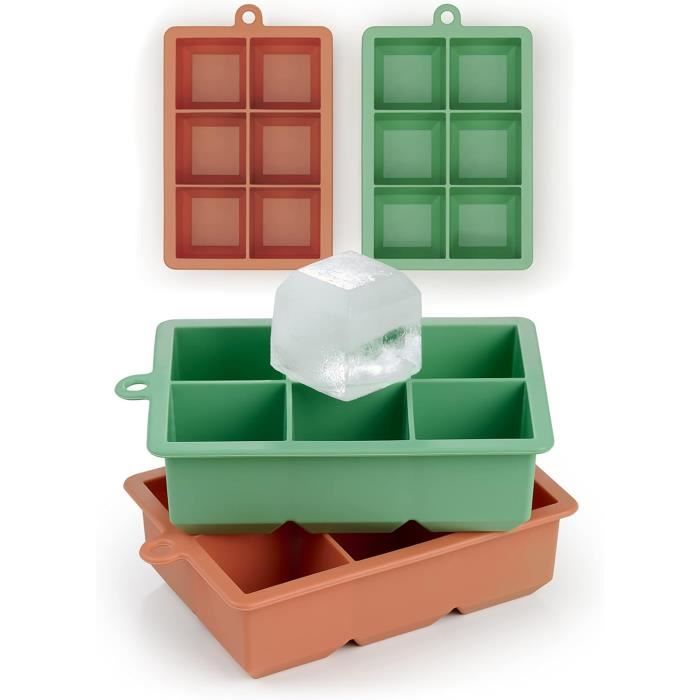 Lot De 2 Bac à Glaçons En Silicone Sans BPA - Certifié LFGB - Taille XXL - Avec Entonnoir Et Couvercle - Pour Whisky, Champagne, Cocktails, Bière, Boissons Réfrigérées, 4 Boules De