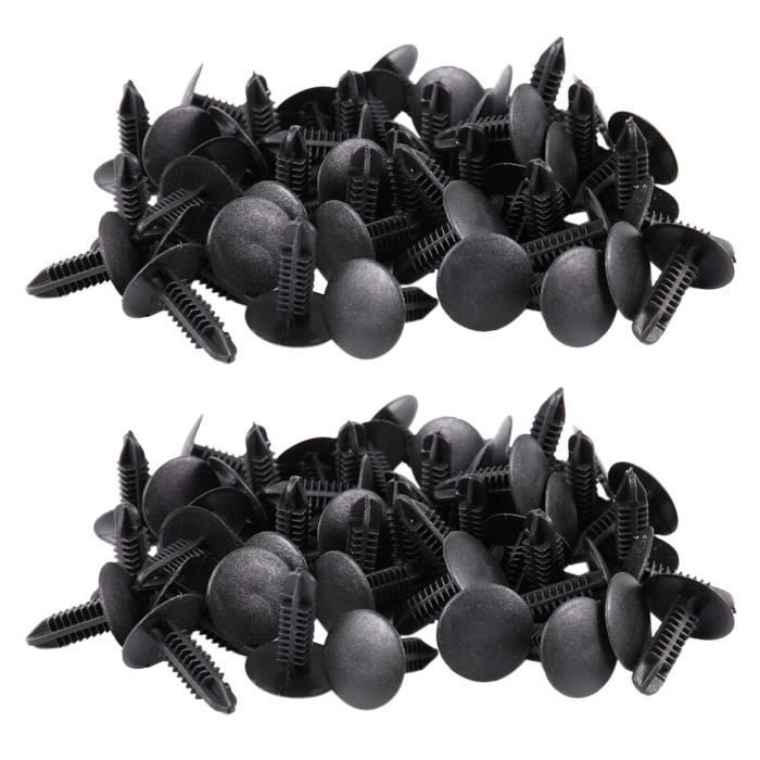 50pcs Clips De Fixation Universels Noir 4mm Pour Voiture - Rivets Plastique Robuste