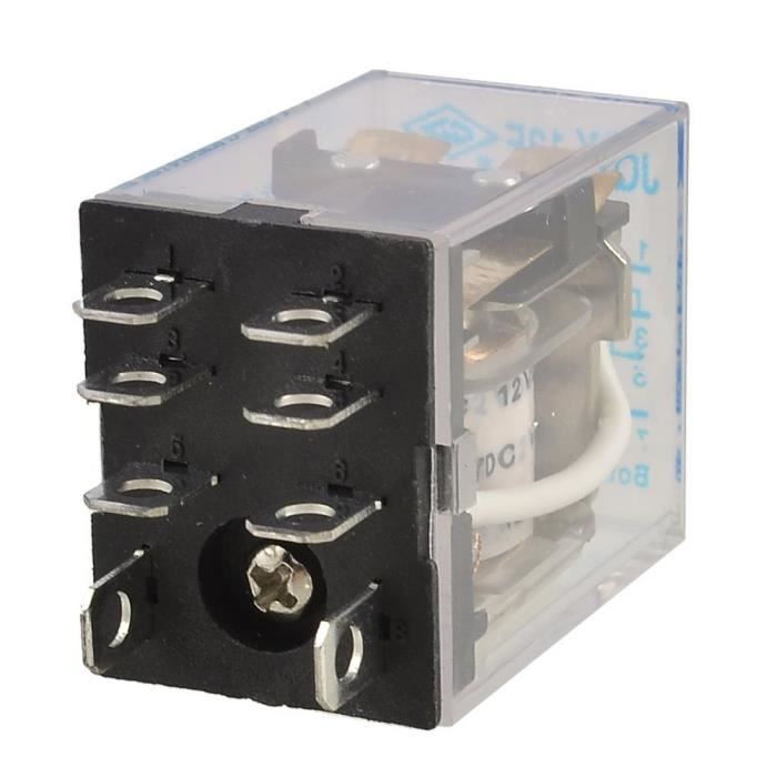 Relais électromagnétique DC 12V 8 Broches 10A DPDT - 2 Pièces Avec Indicateur LED