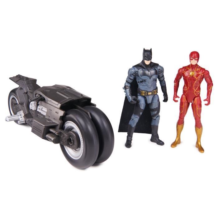DC Comics - Coffret Moto Batcycle et 2 Figurine 10 cm - Flash et