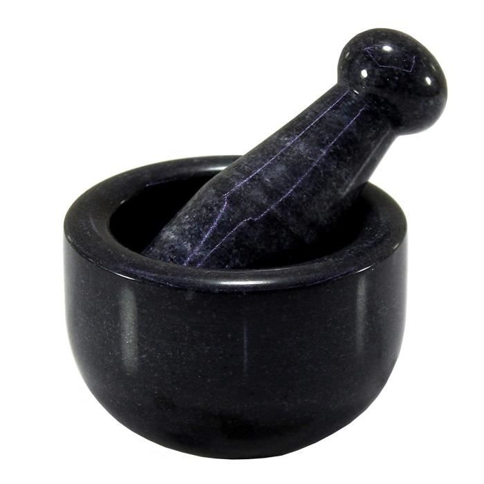 Mortier Et Pilon En Marbre Noir Naturel - 7,6 Cm (3 Pouces) - Fait Main - Pour Cuisine, épices, Herbes