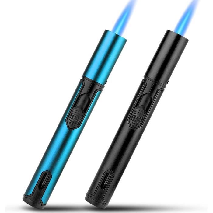 Bbsisgo Pack de 2 Jet Flamme Briquet à Gaz, Briquet Tempête au Butane Rechargeable, Briquet