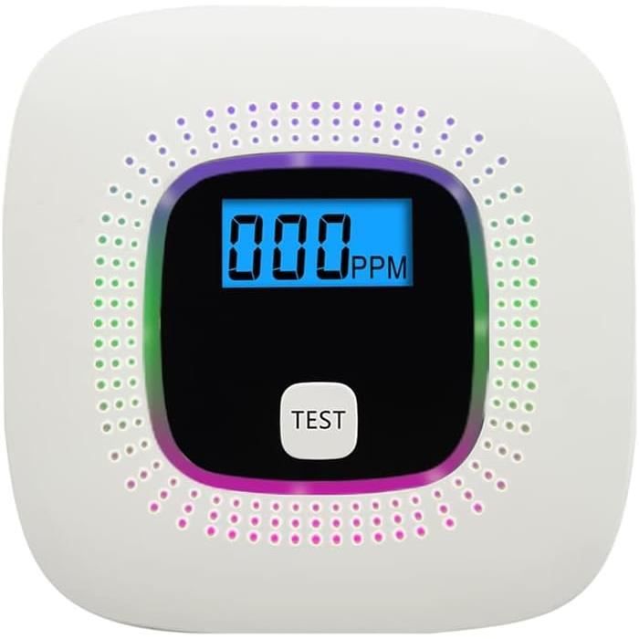 Détecteur Monoxyde Carbone Avec écran LCD - Alarme 85dB, Affichage PPM En Temps Réel