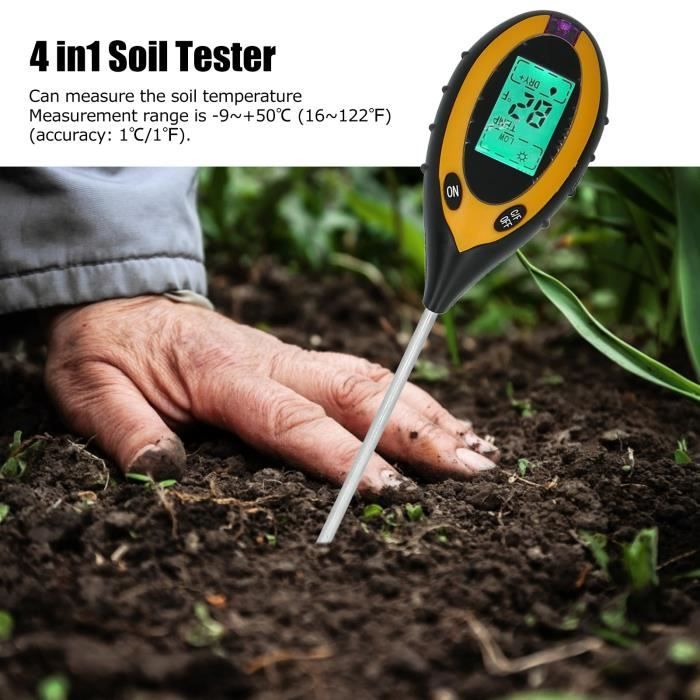 SURENHAP Testeur de pH du sol Testeur de Sol 4 en 1 Capteur Multifonction Numérique d
