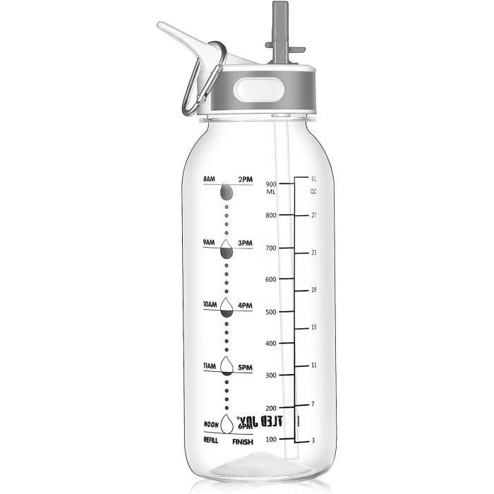 Gourde En Verre Borosilicate 1 Litre - Sans BPA, étanche, Avec Manchon Néoprène - Réutilisable Pour Sport, Bureau, Voyage
