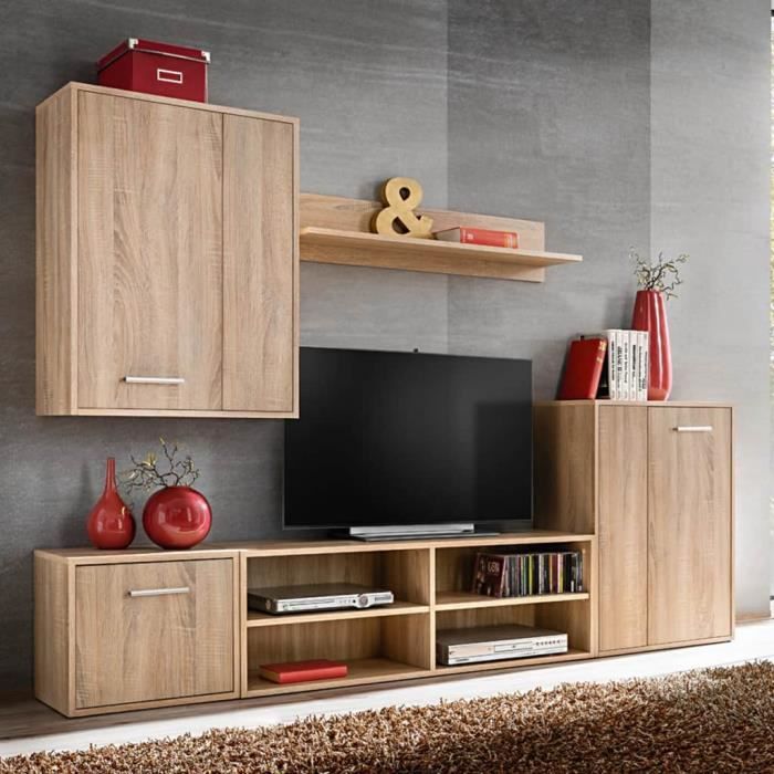 Meuble Mural Tv 5 Pcs Ensemble De Meubles Muraux Chene Sonoma