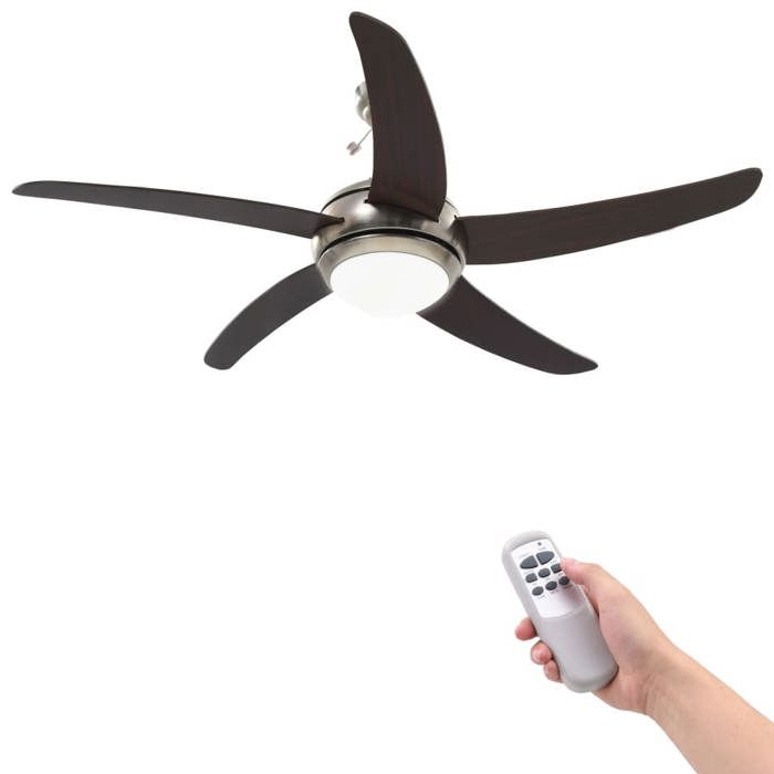Vidaxl Ventilateur De Plafond Orne Avec Lampe 128 Cm Marron