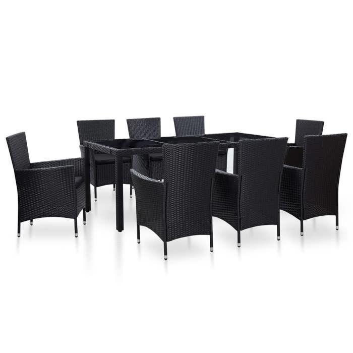 vidaXL Ensemble à dîner 9 pcs Résine tressée