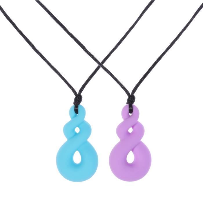 2 Pcs Silicone Non Toxique Collier A Macher Pour Moteur Oral Bebe Dentition Tdah Mordre Besoins Autisme Sautoir Collier Achat Vente Sautoir Et Collier 2 Pcs Silicone Non Toxique Bleu