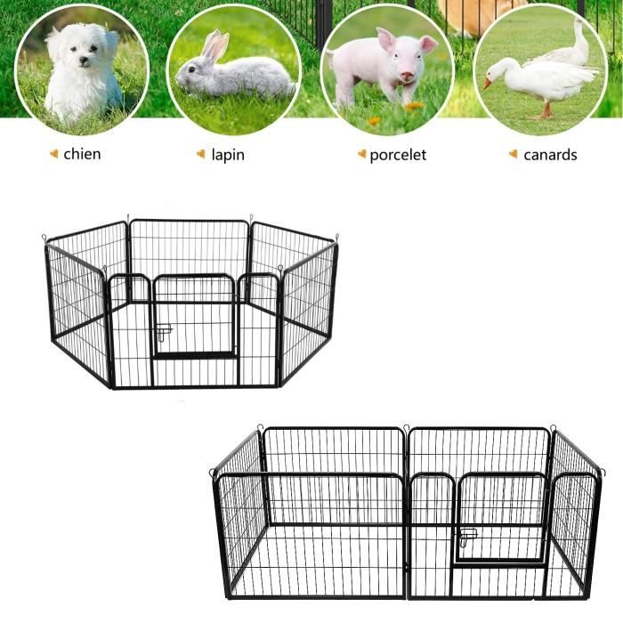 Comparer les prix de Enclos de 6 Panneaux pliant pour chiot, Willonin® Parc avec porte de differente forme pour chien lapin canard, Clôture Barrières