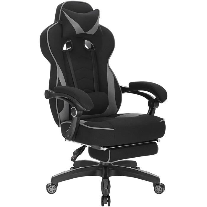 woltu chaise de gaming, fauteuil de bureau avec appuie-tête et repose-pieds, siège en tissu, girs