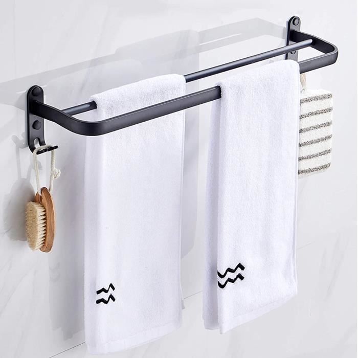 Lot de 3 crochets porte-serviettes pour salle de bain crochet mural double  porte-serviettes porte-serviettes pour cuisine et salle de bain,Noir
