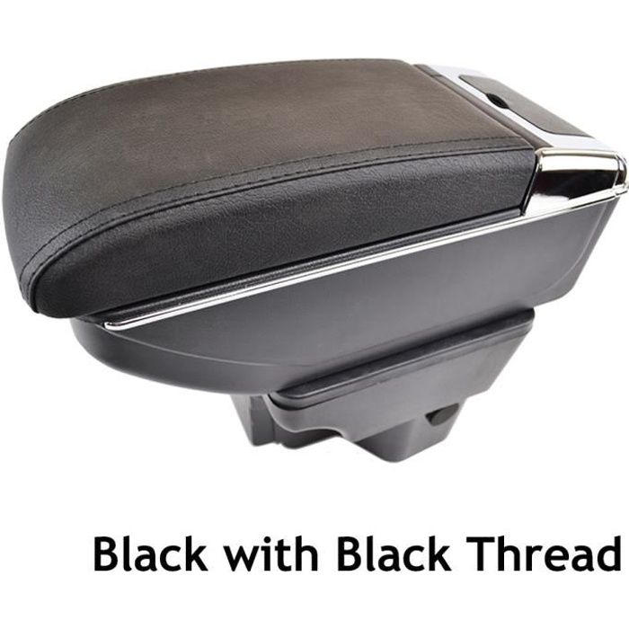 Accoudoir de console centrale en cuir noir pour Kia Rio 2012-2016 - XUKEY - double couche - rangement spacieux