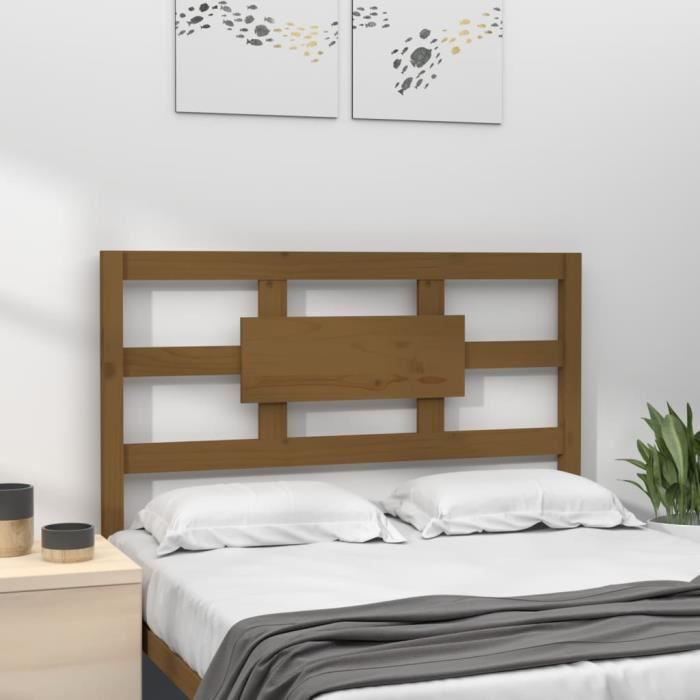 Tête De Lit En Pin Massif Marron Miel - 146x100 Cm, Style Rustique Et élégant Pour Chambre - 3