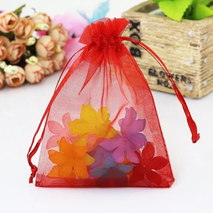 120 Pièces Sachets Organza Couleurs 7x9cm - Petits Sacs Cadeaux Avec Rubans - Idéal Mariages & Anniversaires