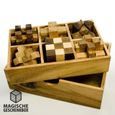 MASTER QI - Set de 6 jeux de patience dans noble boîte en bois - Standard - Six jeux d'habileté comme idée cadeau pour hommes, fe-1