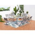 Salon de jardin - 8 personnes - MOLVINA  - Concept Usine - extensible - Aluminium - Table Rectangle - 8 chaises - Gris-1