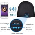Bonnet de Musique Bluetooth, Bonnet Casquette sans Fil Casque Musique Chapeau cadeau de Noël pour Hommes et femmes-Noir-1