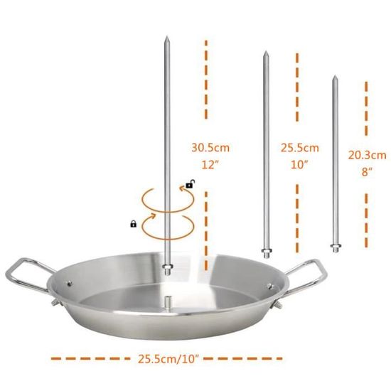 Brochette Verticale Amovible En Acier Inoxydable Pour Barbecue - Pour Shawarma, Poulet Rôti, Viandes à La Verticale - 11
