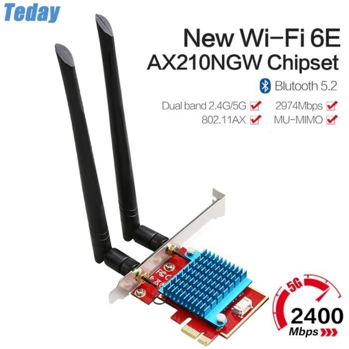 Carte WiFi 6E PCIe Carte WiFi Pour PC 3000 Mbps Bluetooth 5.2