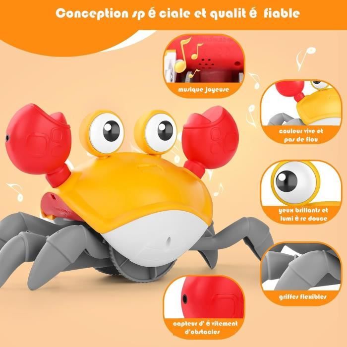 200 Pack Jouet d'éveil - GENOSSEN - Crabe Qui Marche - Rechargeable USB - Lumières et Musique - 24 mois+ - Puériculture & Eveil bébé