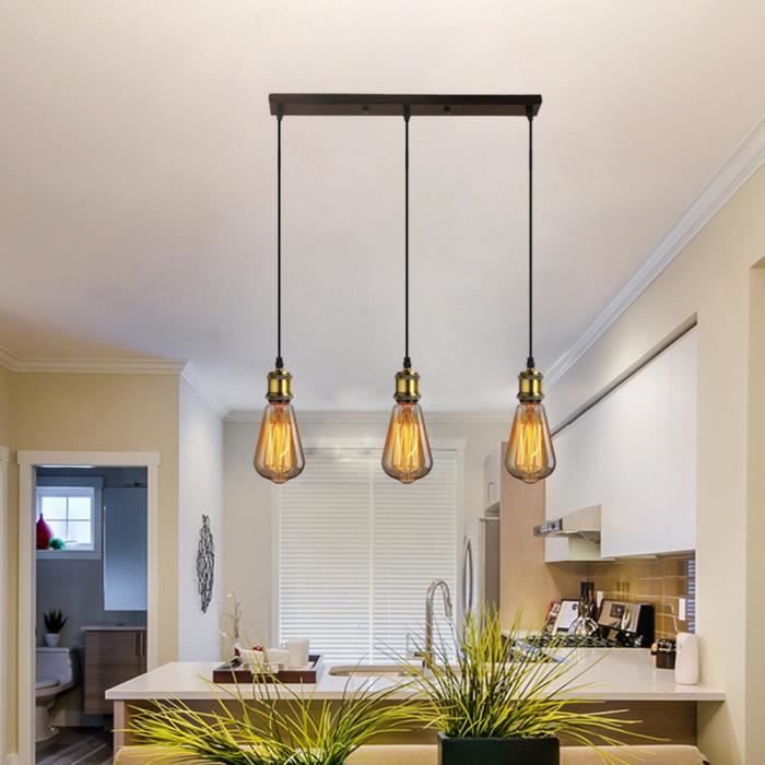 Suspension luminaire 3 lampes rotin tressé naturel - Maison Aurore