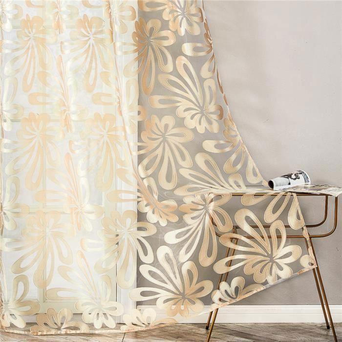 Rideaux Crème Triple Plis Brodés Starburst - 2 Panneaux 111" X 36"