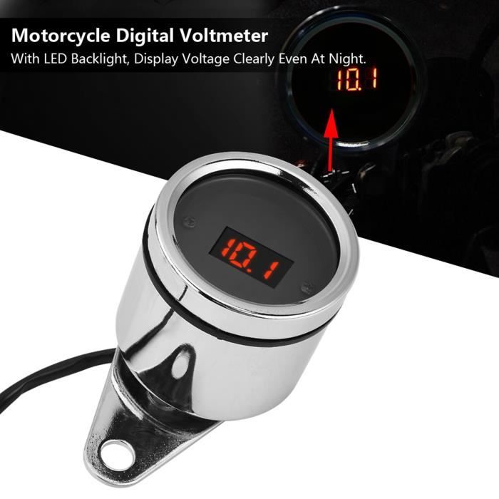 EIF Voltmètre Numérique 12 V 12V Moto Led Lumière Voltmètre Numérique  Voltmètre Jauge Chrome Placage Étanche - Cdiscount Auto