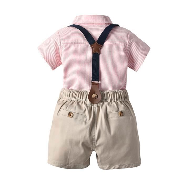 Ensemble été Bébé Garçon - Chemise + Short En Coton Lin | Tenue Décontractée 1-4 Ans