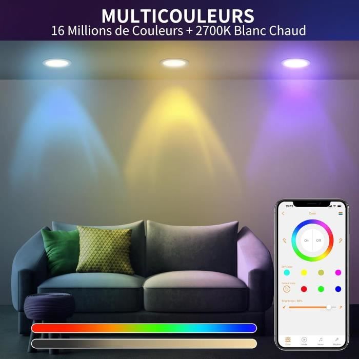 Spot encastrable extérieur connecté intelligent LED RGB + blanc 5W