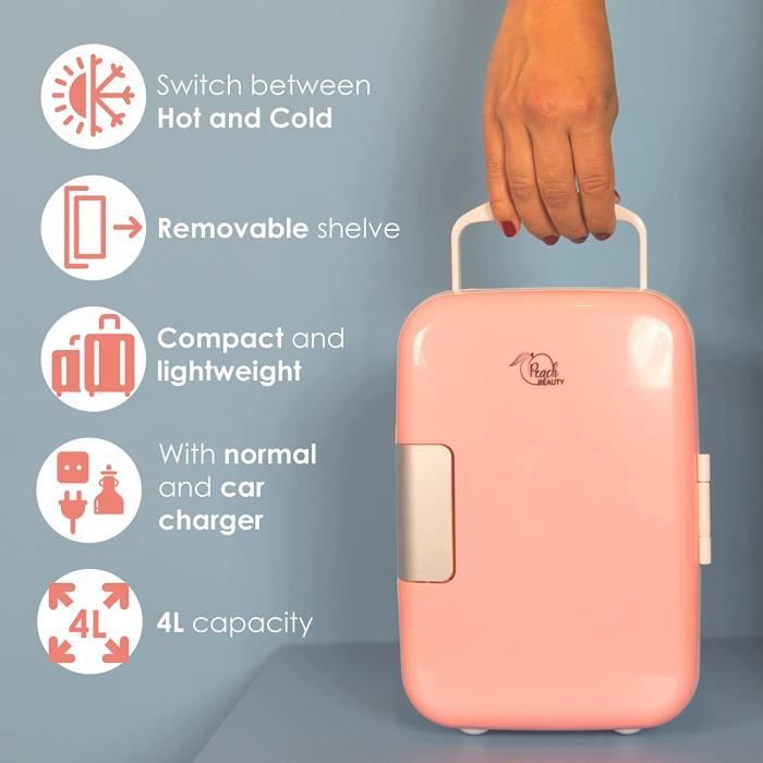 Citybee Mini Frigo de Chambre 4L, Petit Frigo 230V/12V Silencieux pour