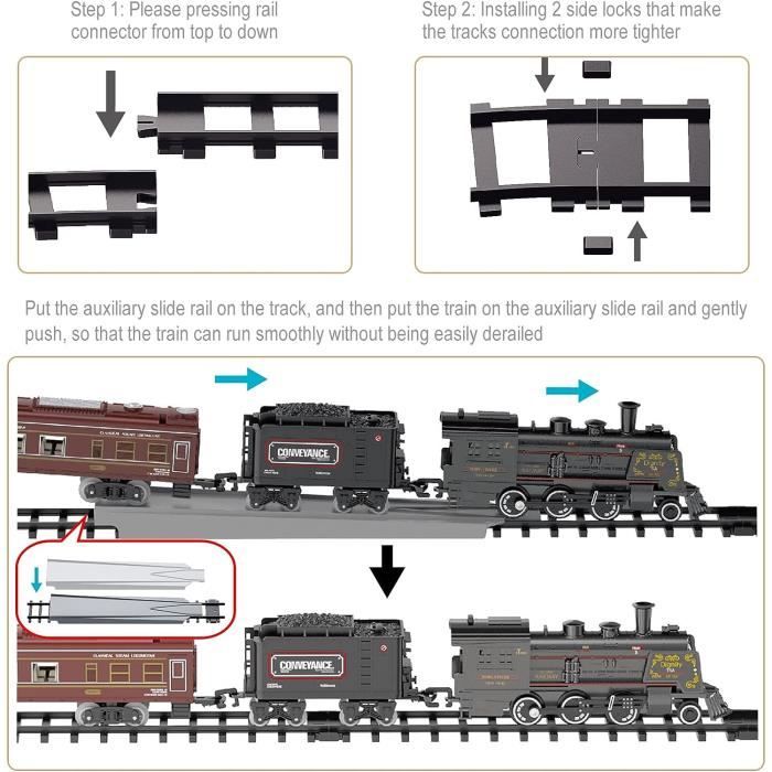 Train Électrique Jouet Avec Vapeur, Sons Et Lumières – Locomotive à Vapeur Pour Enfants 3-8 Ans, Piste 24 Pièces
