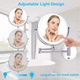 Amelar 8 Pouces LED Mural Miroirs de Maquillage, Miroir Grossissant Mural, 1x/10x grossissement Batterie Alimenté par, 360°Pivotant-2