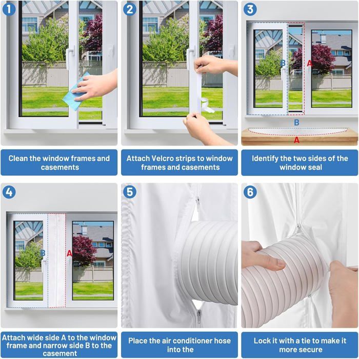 Joint Fenêtre 600cm Pour Climatiseur Mobile - Sans Perçage, Universal Pour Fenêtres