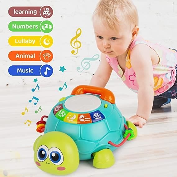 Jouets pour bébés 6-18 mois Musique Tortue Rampant Lumière Son Musique Jouet  Fille Garçon Early Learning Educational Toys Infant Toddler Cadeaux