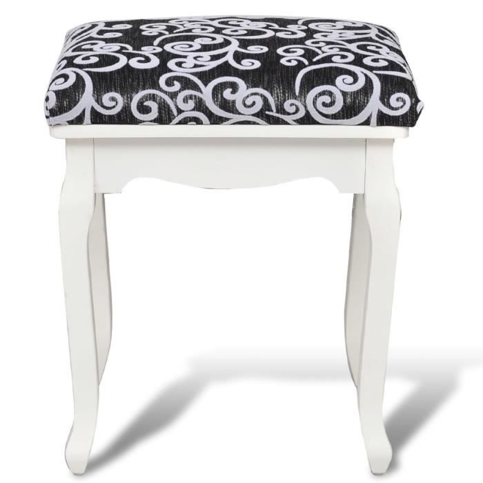Tabouret pouf pour coiffeuse petite chaise piano fauteuil en bois blanc  40x30x51