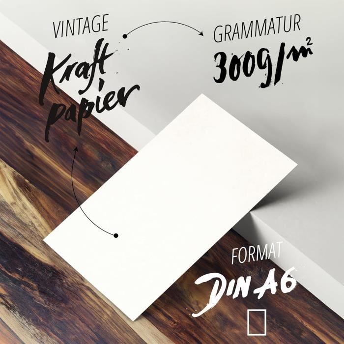 100 Cartes Postales Kraft Japun - Format A6 300g/m² | Créamy Coconut