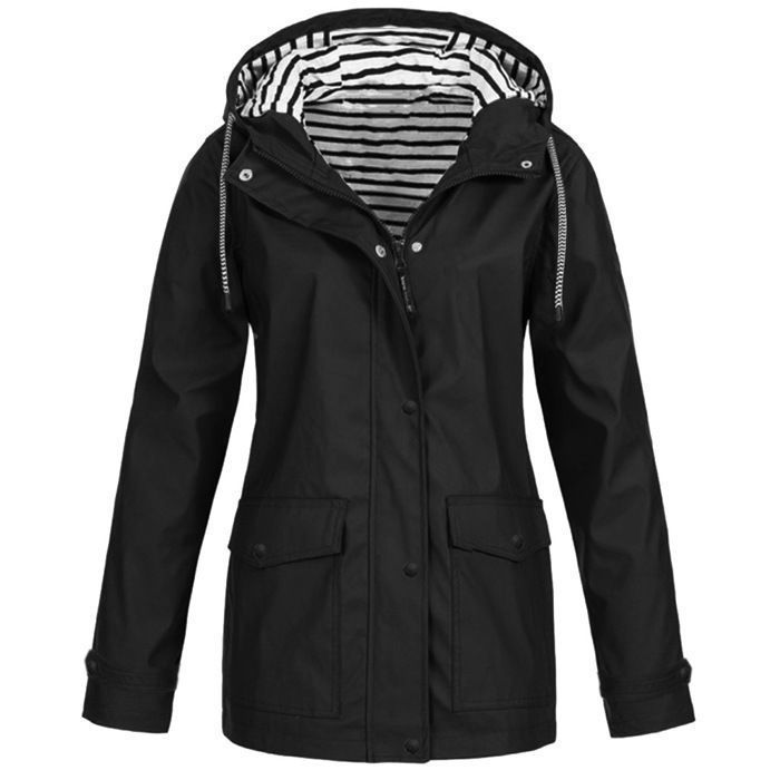 Manteau de pluie solide pour femme FUNMOON Veste à capuche