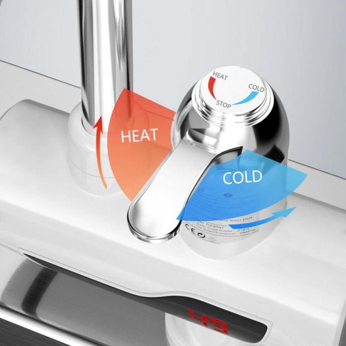 Robinet d'eau chaude instantanée Robinet de chauffe-eau électrique avec  affichage numérique LED Robinet de chauffage de l'eau de salle de bain de  cuisine 360 rotatif 220v 3000w
