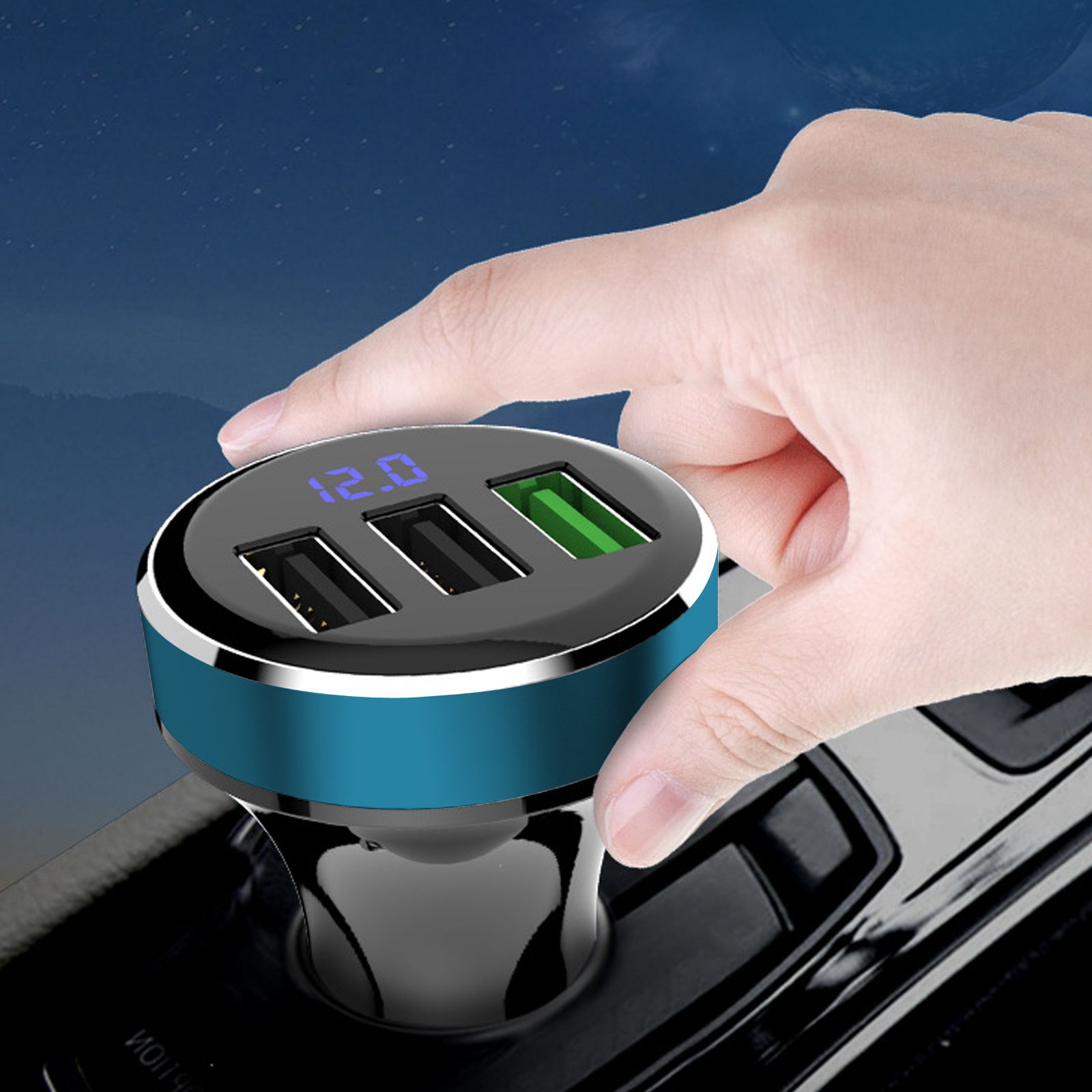 Chargeur de voiture durable et intelligent 3 ports charge rapide
