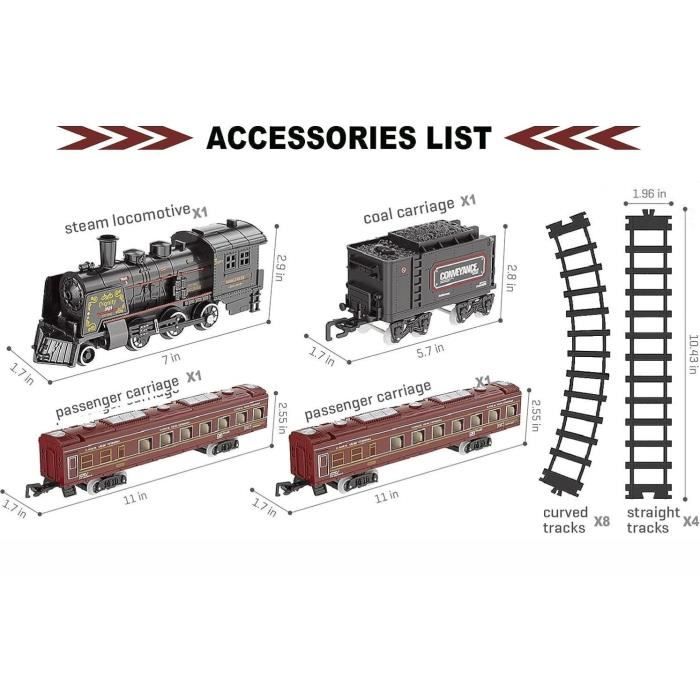 Locomotive à Vapeur Miniature DuskHaven – Train électrique En Alliage Avec Fumée, Lumières Et Sons – Cadeau Ou Déco