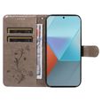 Verre trempé+Etui pour Xiaomi Redmi Note 13 Pro 5G 6.67", Fentes Housse Cuir PU Portefeuille Etui -Arbre à fleurs grises XHS-3