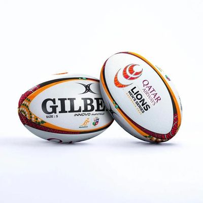 Ballon Gilbert Guinness 6 Nations 2020 – Réplique Match, Taille 5, Caoutchouc Alvéolé, Vessie Latex, Cousu Main, Dégonflé