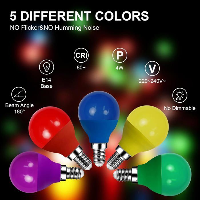 Lot De 10 Ampoule Led Couleur B22 2W Équivalente 20W Ac 220V-240V B22