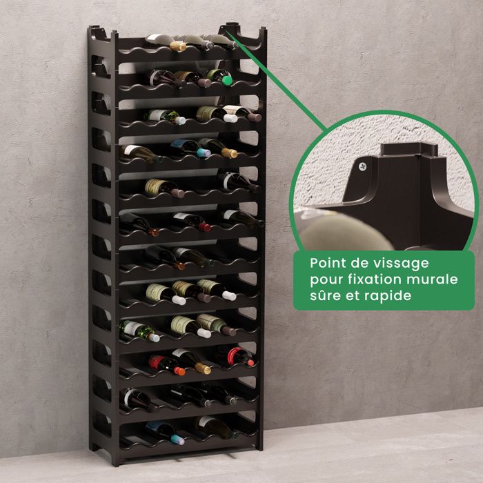Relaxdays Range-bouteille 9 emplacements, étagère pour rangement de vin,  métal, HxLxP: 37x35x17 cm, cuisine & bar, noir