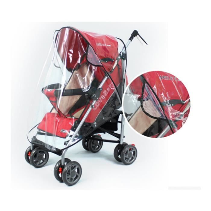 Housse De Pluie Universelle Pour Poussette Jumelle Côte à Côte - Imperméable Et Anti-vent - PVC Transparent - Trous D'aération