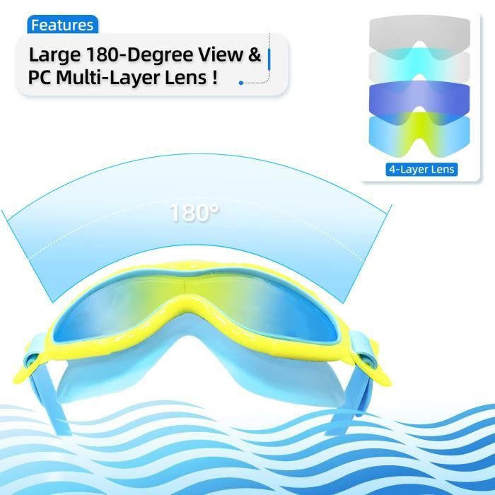 Lunettes De Natation Enfant Anti-fuites (4-16 Ans) - Protection UV, Anti-buée, Avec Bouchons D'oreille Et Pince-nez