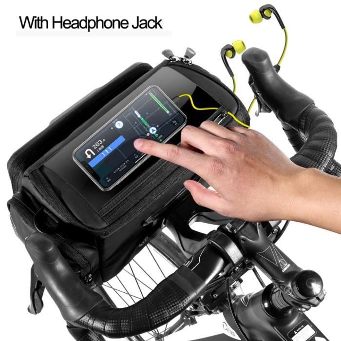 Le noir - Sacoche étanche pour guidon de vélo, sac de téléphone pour