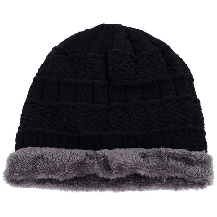 Acheter Bonnet tricoté de couleur unie pour homme, chapeau d'hiver