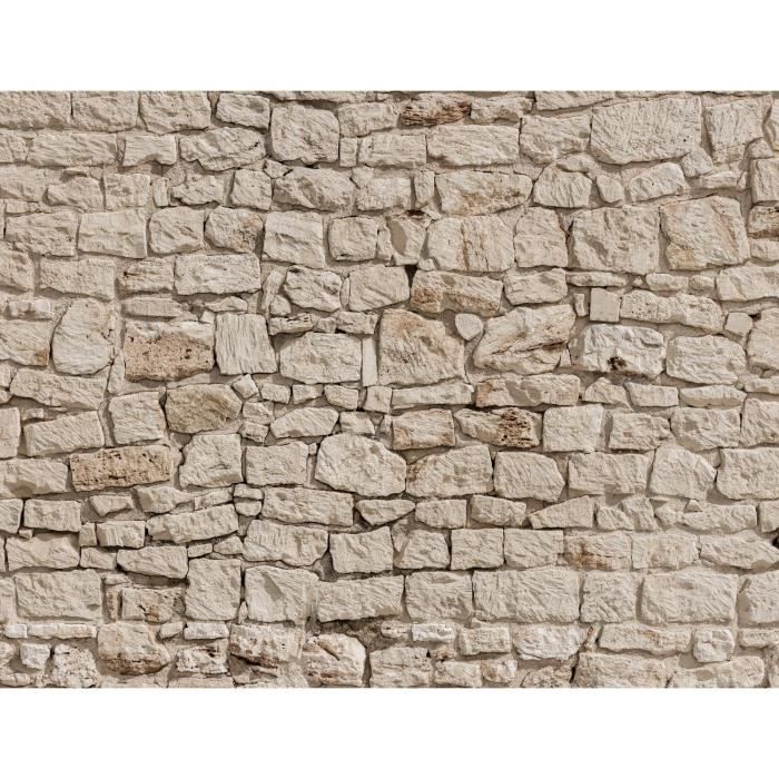 Papier Peint Intissé 396x280 cm (11,1 M2) Runa art 9019012b Tapisserie Mur  de Pierre - 9 Bandes Faciles à Coller - Beige - Cdiscount Bricolage